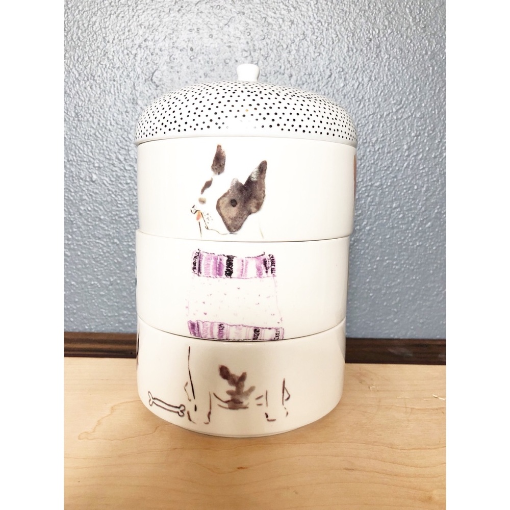 Anthropologie Stackable Dapper Dog Bowls